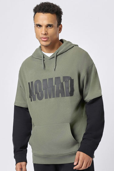 contrast hoodie with print