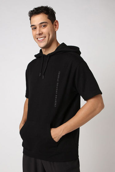 short sleeves men hoodie with prints