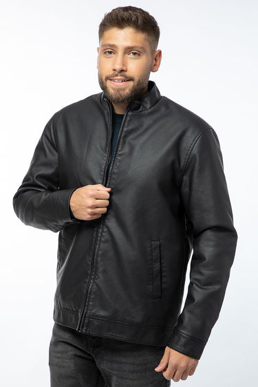 synthetic leather men bomber jacket