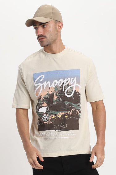 Men'S Casual Short Sleeve T-Shirt With Snoopy Print