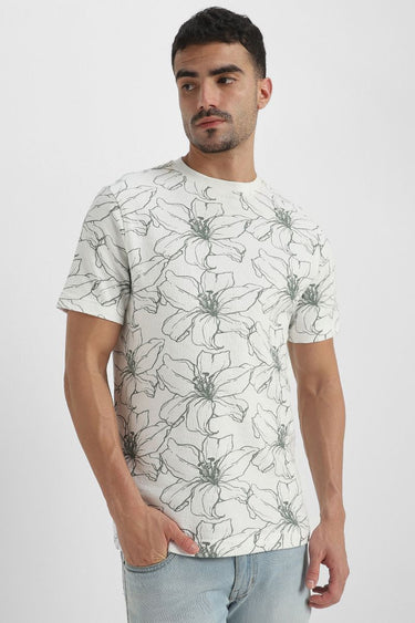 Men'S All-Over Printed Casual T-Shirt With Crew Neck
