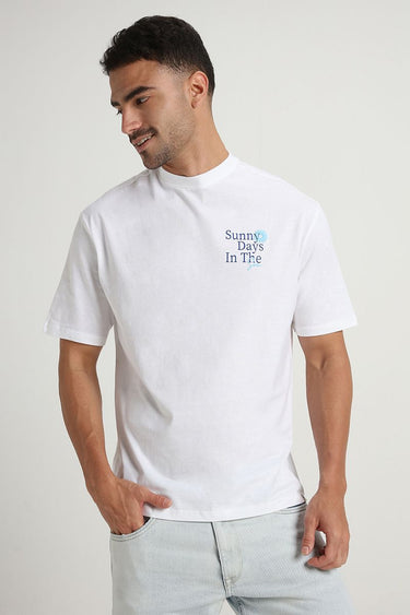 تيشيرت رجالي بأكمام قصيرة وطبعة أمامية وخلفية