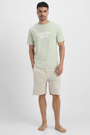 Men'S 2-Piece Loungewear Set Of Printed T-Shirt & Solid Shorts