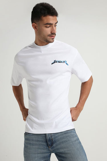 تيشيرت رجالي بأكمام قصيرة وطبعة أمامية وخلفية