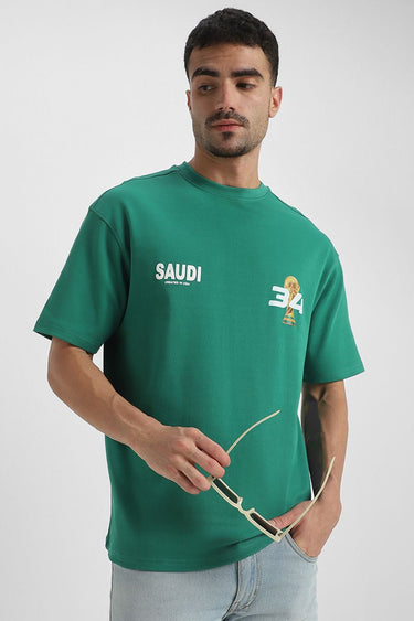 تيشيرت رجالي كاجوال بأكمام قصيرة مع طبعة أمامية