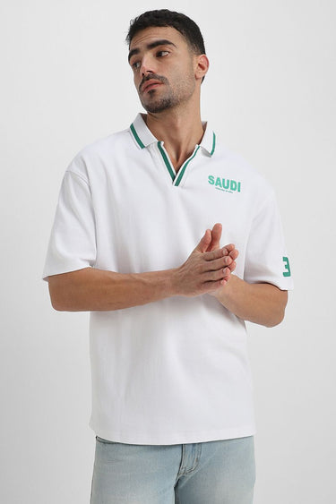 تيشيرت بولو رجالي كاجوال بأكمام قصيرة وطبع