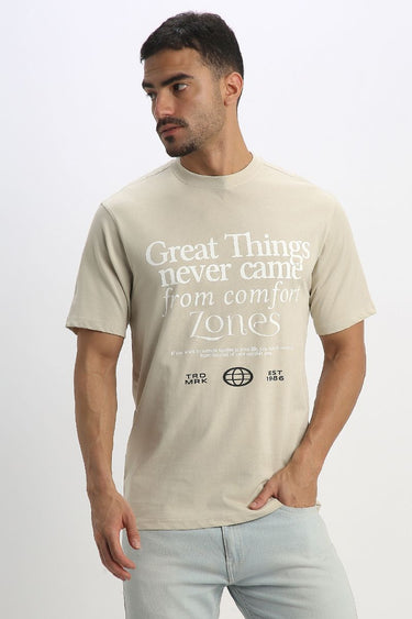 Mens Casual T-Shirt with Front Print and Crew Neck