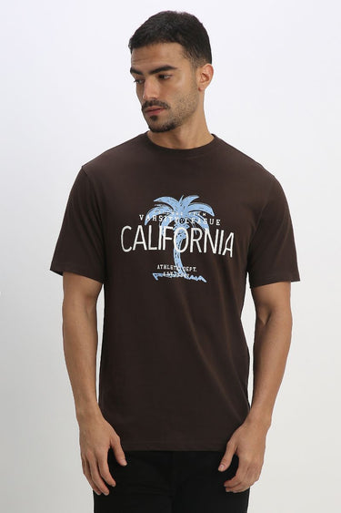 Men'S Casual T-Shirt With Front Print And Crew Neck