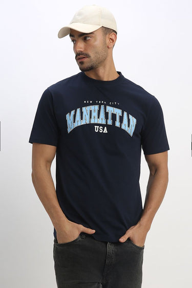 Men'S Casual T-Shirt With Front Print And Crew Neck