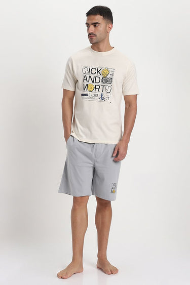 Men Two Piece Loungewear Pyjama Set  Rick and Morty Printed T-Shirt and Shorts