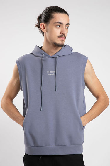 Sleeveless Active Hoodie with Front Pocket