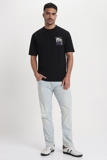 Urban Men T-Shirt With Short Sleeves And Anime Front And Back Prints