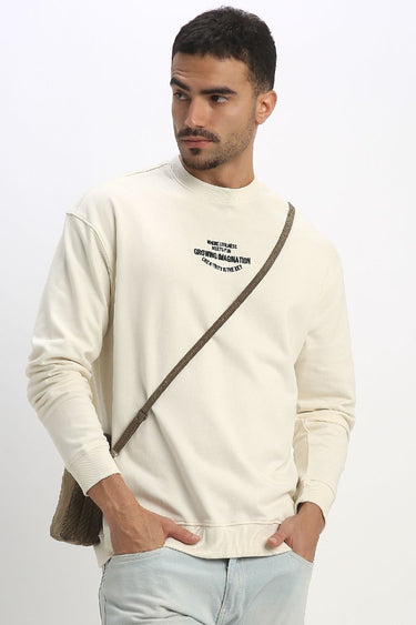 Mens Embroidered Sweatshirt  Crew Neck, Long Sleeve, Ribbed Trim