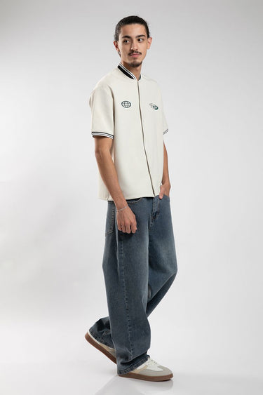 Mens Casual Baggy Denim Pants with Washed Effect