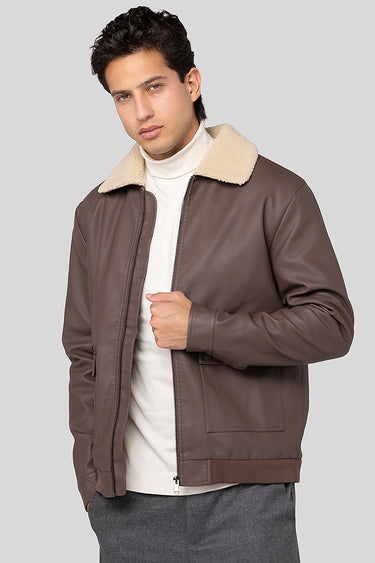 bomber jacket with sherpa collar
