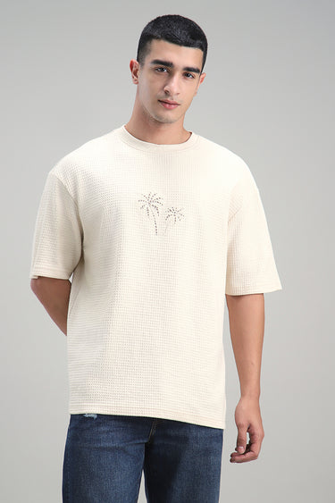 T Shirt with Textured Embroidery