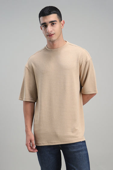 Textured Ribbed Crew Neck Tshirt