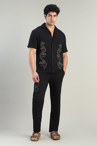 Textured Drawstring Pants Regular Fit