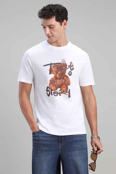 تيشيرت بأكمام قصيرة بطبعة أمامية