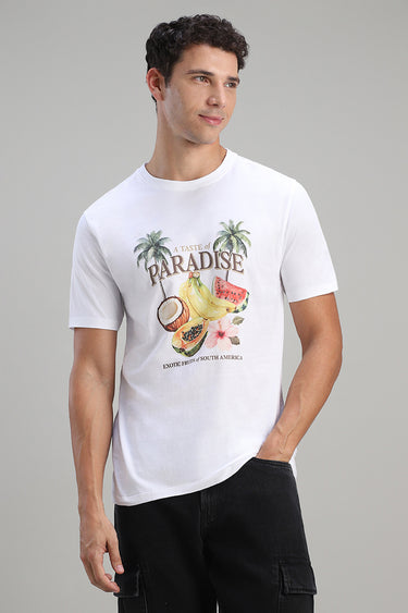 تيشيرت بأكمام قصيرة بطبعة أمامية