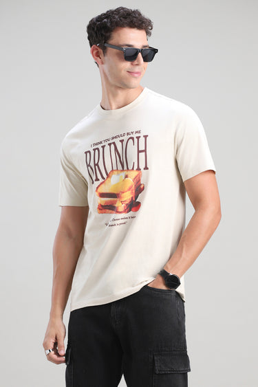 تيشيرت بأكمام قصيرة بطبعة أمامية