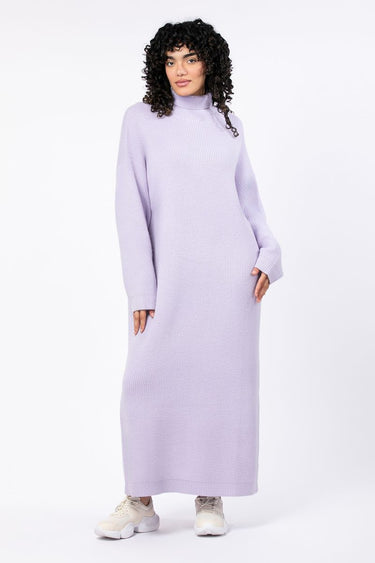 فستان نسائي صوف ماكسي بنقشة مضلعة