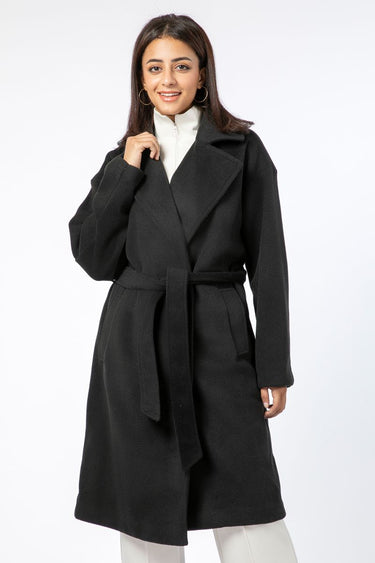 معطف نسائي بلون موحد