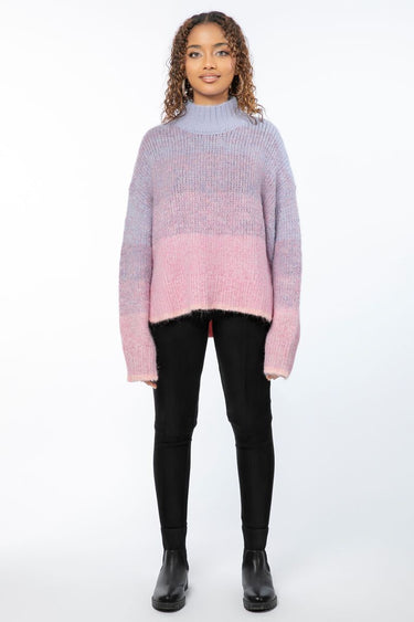 بلوفر صوف نسائية بنمط ألوان متدرجة