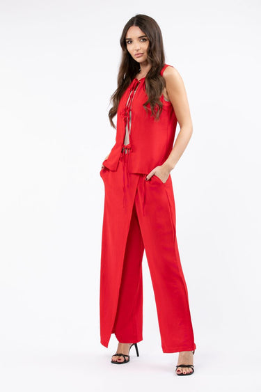 Solid Colored Wrap Women Pants