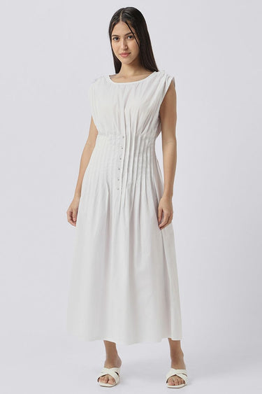 Women Longline Dress With Trimmed Pleats