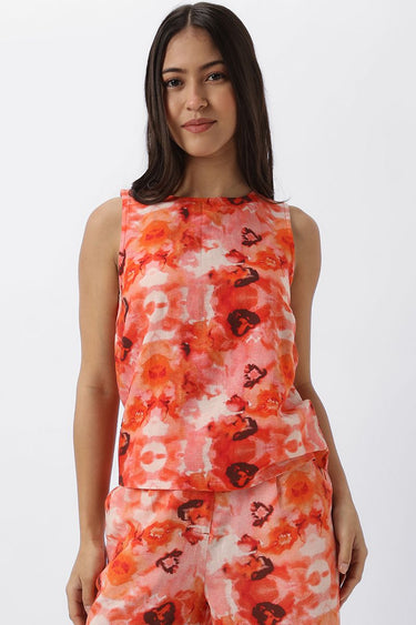 Printed Women Top With Open Back Slot