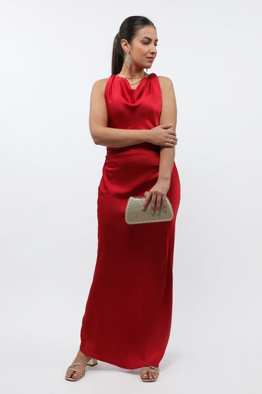 فستان نسائي ماكسي بلون موحد