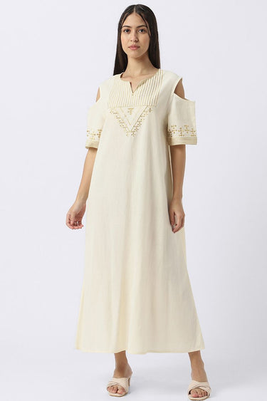 Longline Women Jalabiya With Embroidery And Open Shoulders