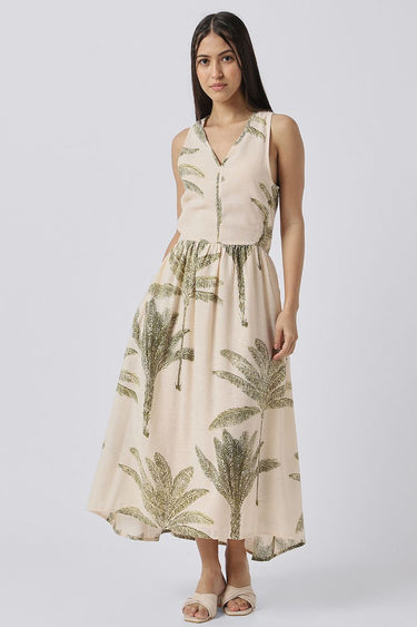 فستان نسائي بدون أكمام وبنمط طبعات