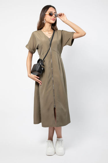 Longline Women Dress With Front Zipper