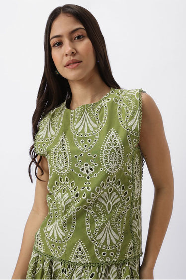 Women Top With Perforated Embroidery