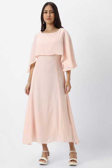 فستان نسائي طويل بنمط طبقة كيب