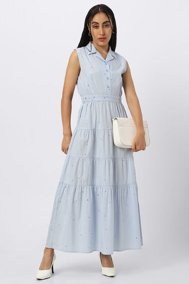 فستان نسائي ماكسي بدون أكمام بنمط حجارة الراين