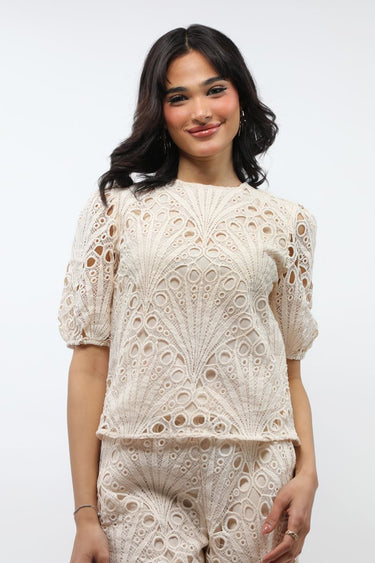 Women Top With Perforated Embroidery