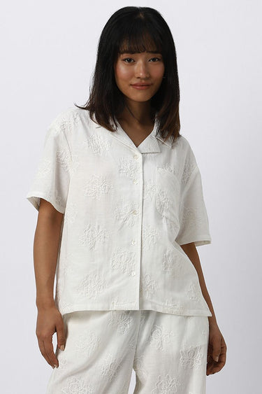 Women Cropped Shirt With Embroidery