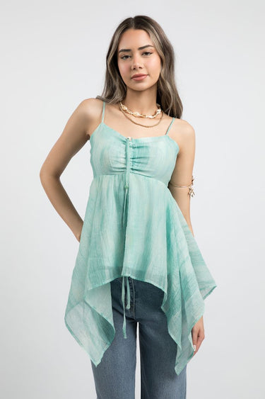 Women'S Sleeveless Summer Top - Asymmetric Style With Textured Fabric
