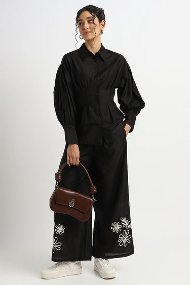 Women'S Wide-Leg Pants With Embroidered Details