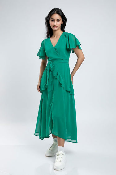 Timeless Asymmetric Longline Dress With Layered Ruffles