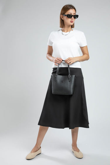 Office Attire Style Womens A-Cut Midi Skirt  Soft Satin Fabric
