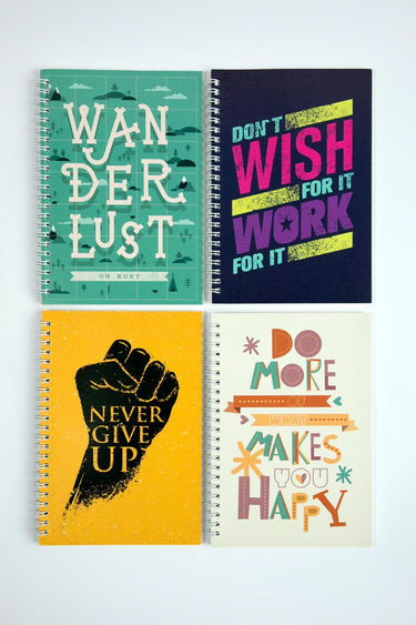 Set of 4 Spiral Motivational Notebooks