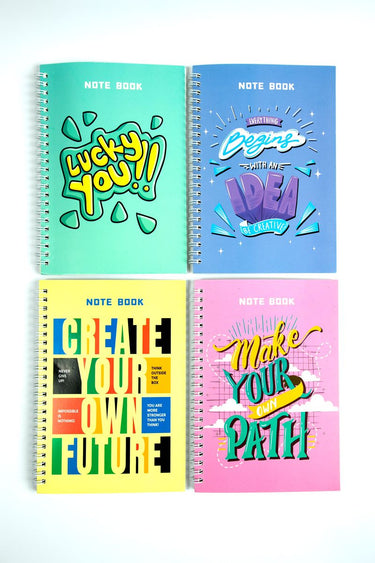 Pack of 4 Colorful Inspirational Spiral Notebooks