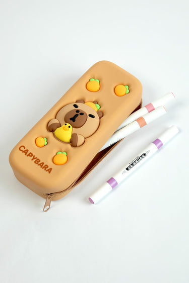 Cute Silicone Pencil Case with Cartoon Design