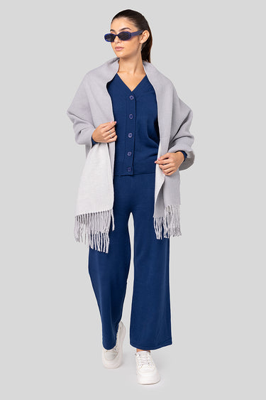 بنطلون تريكو واسع بخصر مطاطي