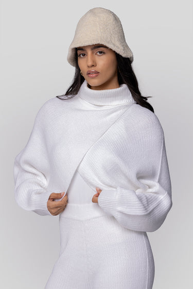 Knitted cross top with high neck