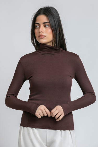 Ribbed High Neck Top